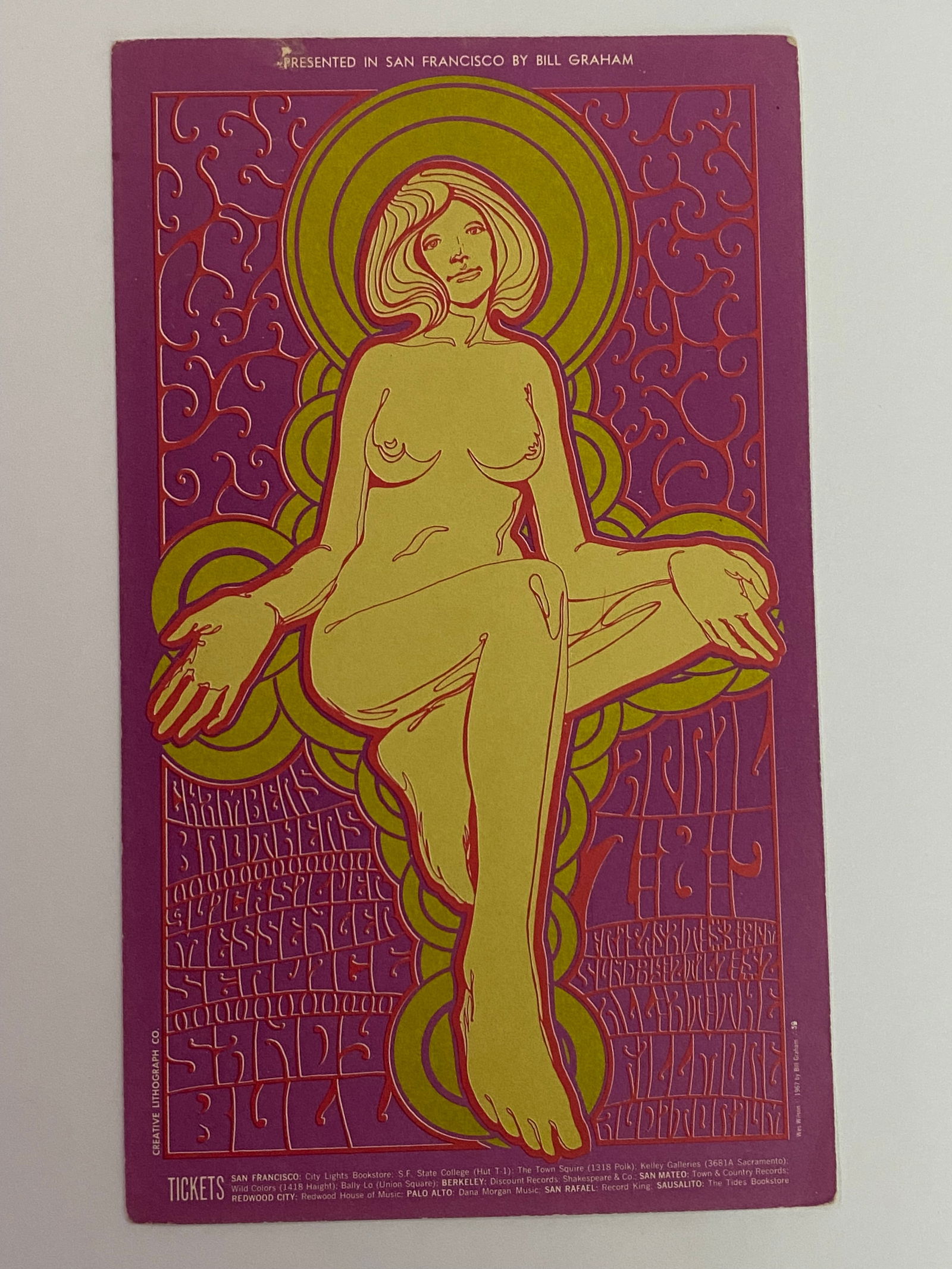 Bo Diddley Janis Joplin Quicksilver 1967 Fillmore Concert Postcard 1st Printing (1 of 2)