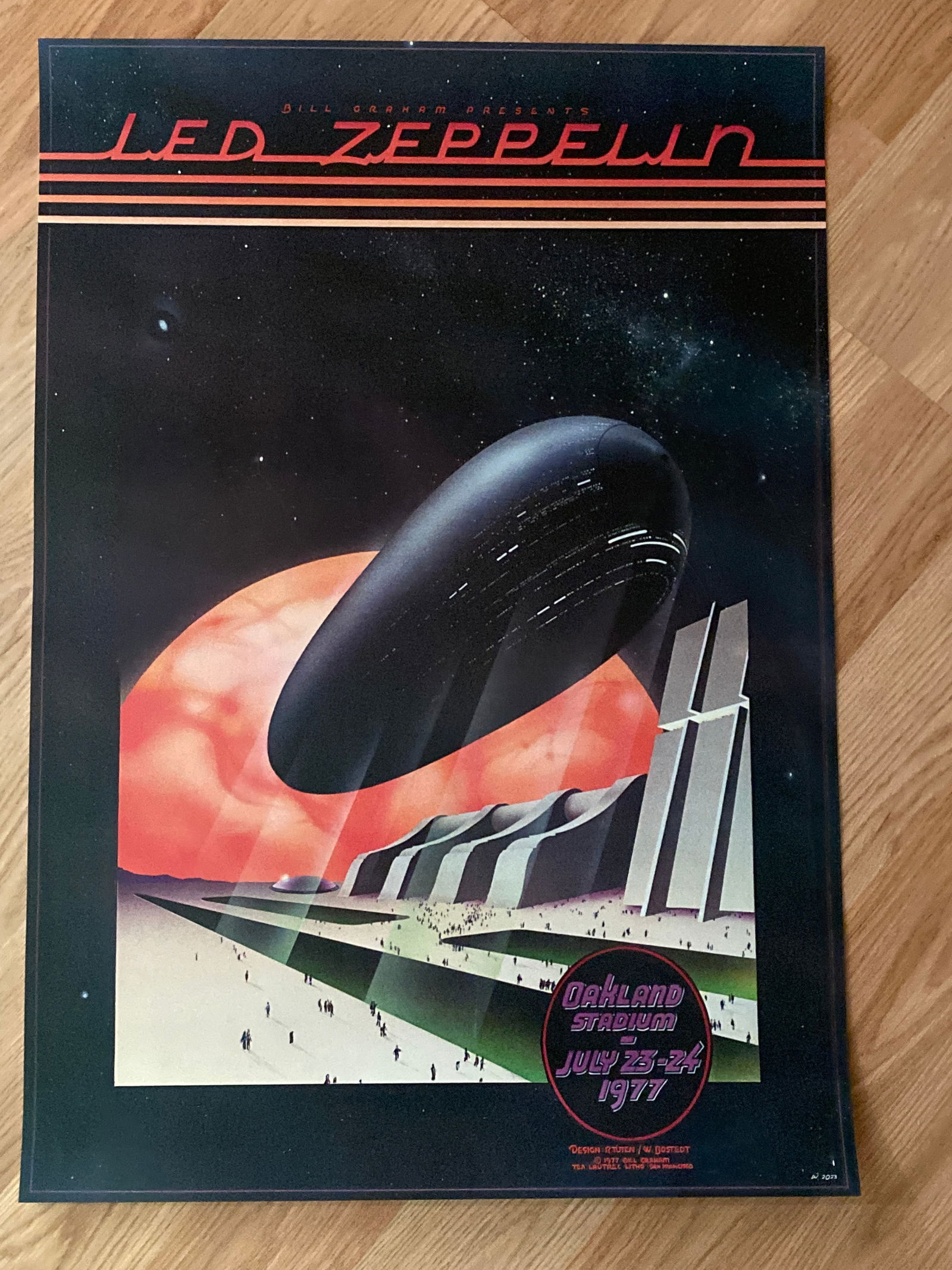 Led Zeppelin 1977 Oakland Coliseum Concert Poster 2nd Printing (1 of 1)