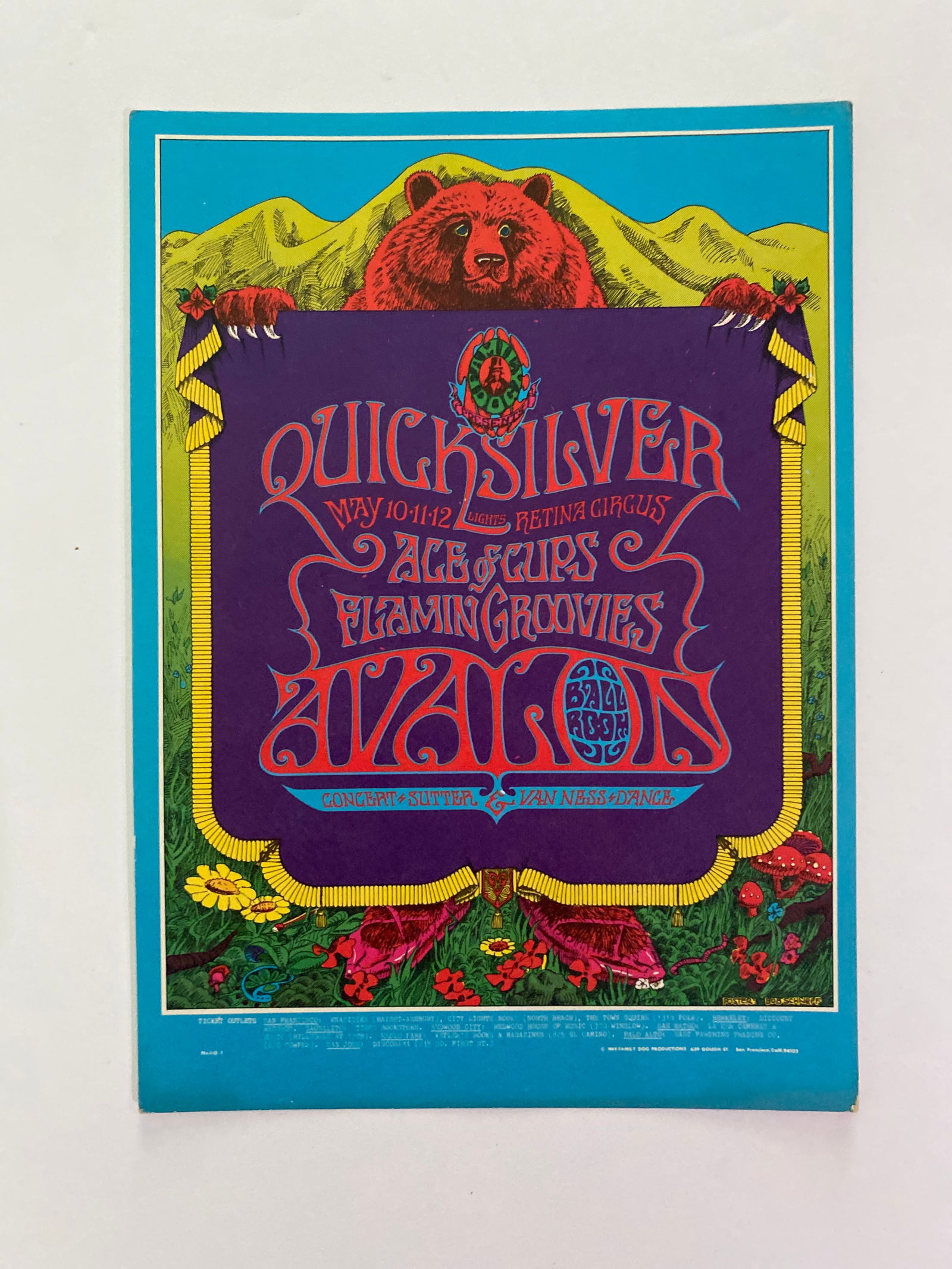 Quicksilver Messenger Service 1967 Famil Dog Concert Postcard  1st Printing (1 of 2)
