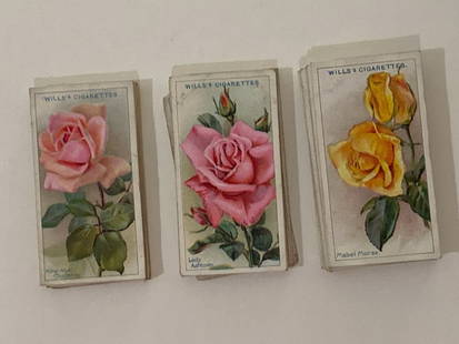 1926 Will's Cigarettes Roses Tobacco Card Lot (40): A remarkable lot of 250 tobacco cards issued by Will's Cigarettes in 1926, this collection showcases the golden age of cigarette card illustration. Featuring vivid lithography and diverse subject matt