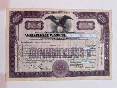 Waltham Watch Company Vintage Stock Certificate: Offered here is Waltham Watch Co vintage stock certificates, rich in financial history and collectible charm. These beautifully printed documents represent a bygone era of corporate America,