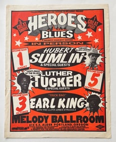 Hubert Sumlin Luther White Earl King Concert Poster 1st Printing
