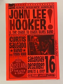 John Lee Hooker autographed concert poster 1st printing