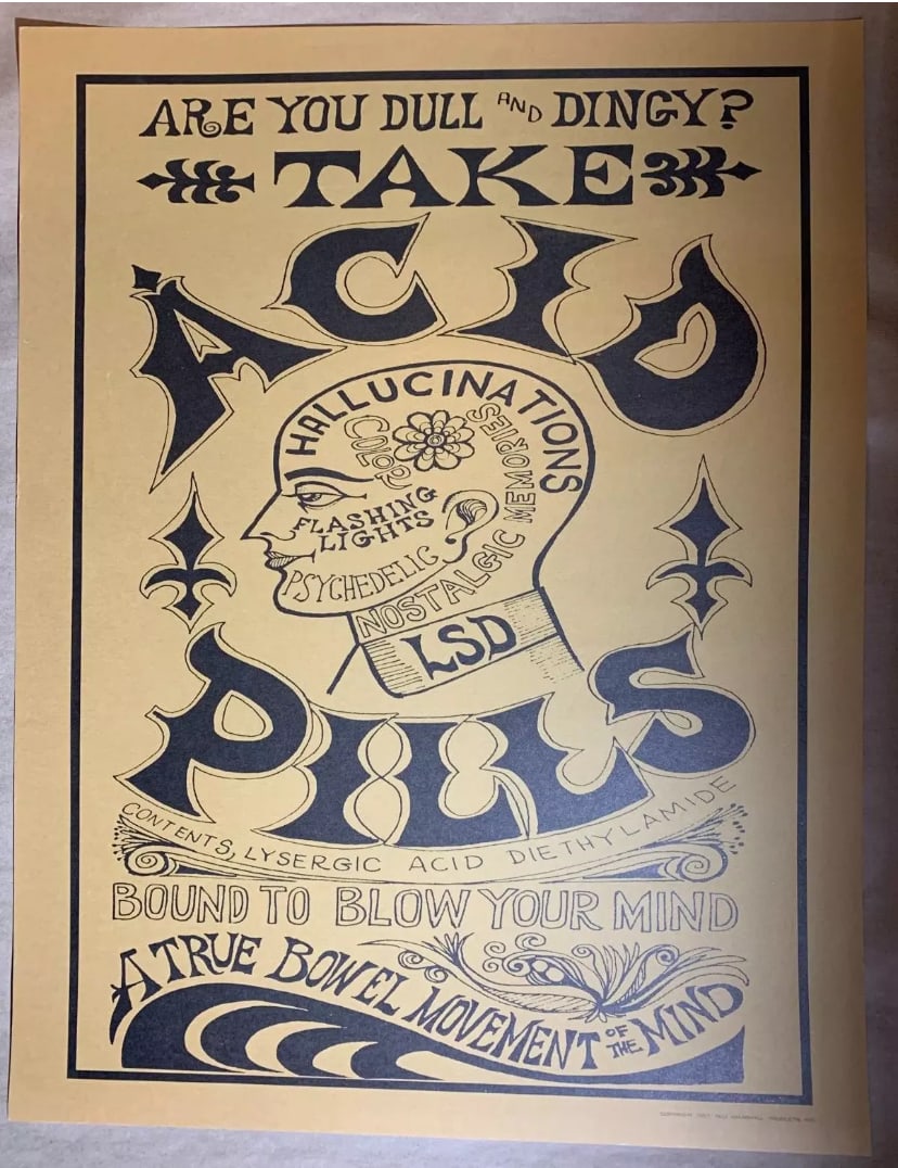 Acid Pills 1967 Paul Marshall Poster 1st Printing (1 of 1)