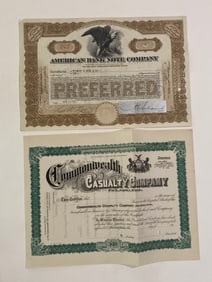 American Banknote Co & American Casualty Vintage Stock Certificate (2)