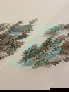 38.6ct Nevada No. 8 No. 8 Raw Turquoise 1930's Mined (6 pieces): This exceptional specimen of Antique Mined Nevada No. 8 Turquoise hails from one of the most coveted turquoise deposits in the American Southwest. Renowned for its vivid robin’s egg blue hue and del