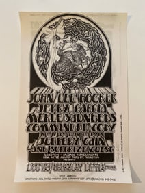 Jerry Garcia John Lee Hooker 1971 concert poster Randy Tuten signed