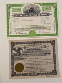 Atlantic Richfield Co & Beach Krahn Amusement Co Vintage Stock Certificates