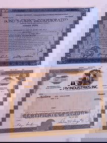Bond Stores Inc & UV Industries Vintage Stock Certificate