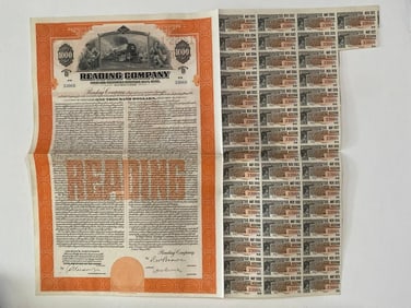 Reading Company Vintage Stock Certificate