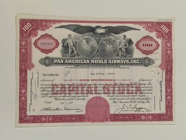 Pan American World Airways Stock Certificate
