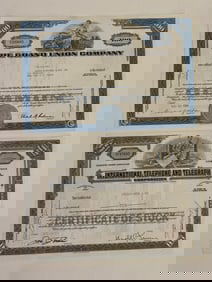 International Telephone & Telegraph and The Grand Union Co Vintage Stock Certificate (2)
