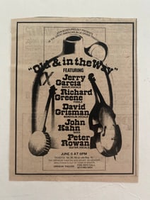 Jerry Garcia Old and In The Way Concert Ad Poster