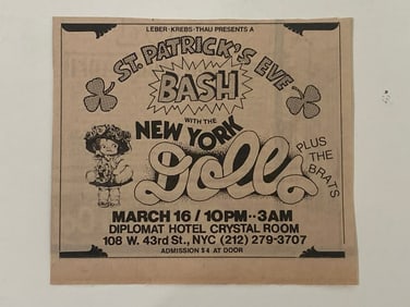 New York Dolls St Patrick's Concert Ad