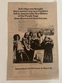 New Riders of The Purple Sage Felt Forum Concert Ad Poster