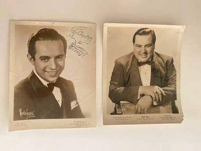 Jan Savitt & Tiny Hill autographed Jazz Photos: This lot features two remarkable vintage autographed 8x10 jazz photographs, signed by legendary bandleaders Jan Savitt and Tiny Hill. Known as "The Stokowski of Swing," Jan Savitt was celebrated for h