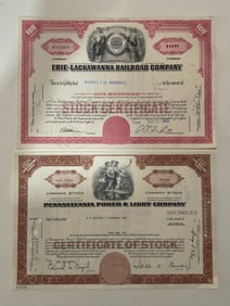Erie Lackawanna railroad Company in Pennsylvania power and light Vintage Stock Certificate (2)