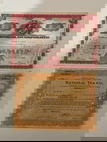 Bond stores, Inc. and national tea co Stock Certificates