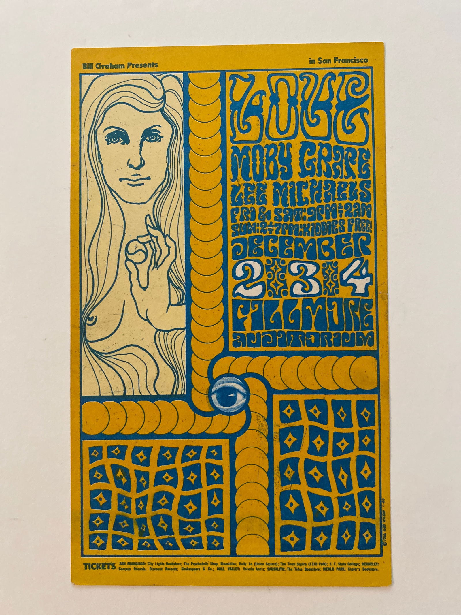 Love Moby Grape Lee Michaels 1966 Fillmore Handill 1st Printing (1 of 2)