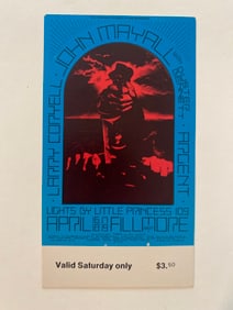 John Mayall Duster Bennet 1970 David Singer Fillmore Concert Ticket 1st Printing
