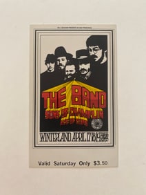 The Band 1969 Winterland Concert Ticket 1st Printing