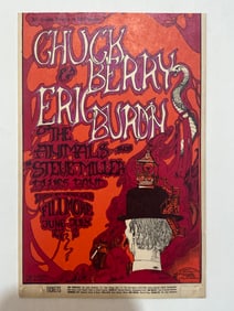 Chuck Berry The Animals Steve Miller 1967 Fillmore Concert Postcard 1st Printing