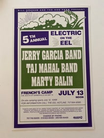 Jerry Garcia Band 1991 Eel River Concert Poster 1st Printing