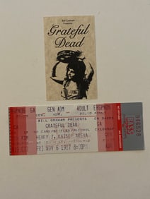 Grateful Dead 1987 Kaiser Auditorium Concert Backstage Pass and Ticket