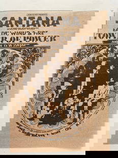 Santana Earth Wind and fire Roosevelt Stadium concert Ad Poster: Rock history comes alive with this original Grand Funk Railroad promo ad poster, a striking relic from the golden age of classic rock. Featuring bold graphics and vintage typography, this promotional
