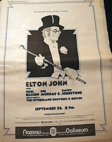 Elton John Nassau Coliseum Concert Ad Poster