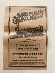 Grand Funk Railroad Concert Ad Poster