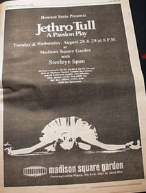 Jethro Tull Madison Square Garden Concert Ad Poster
