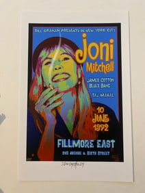 Joni Mitchell Fillmore Concert Poster David Byrd Signed