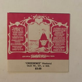 Grateful Dead Creedence Fillmore Concert Ticket 1st Printing