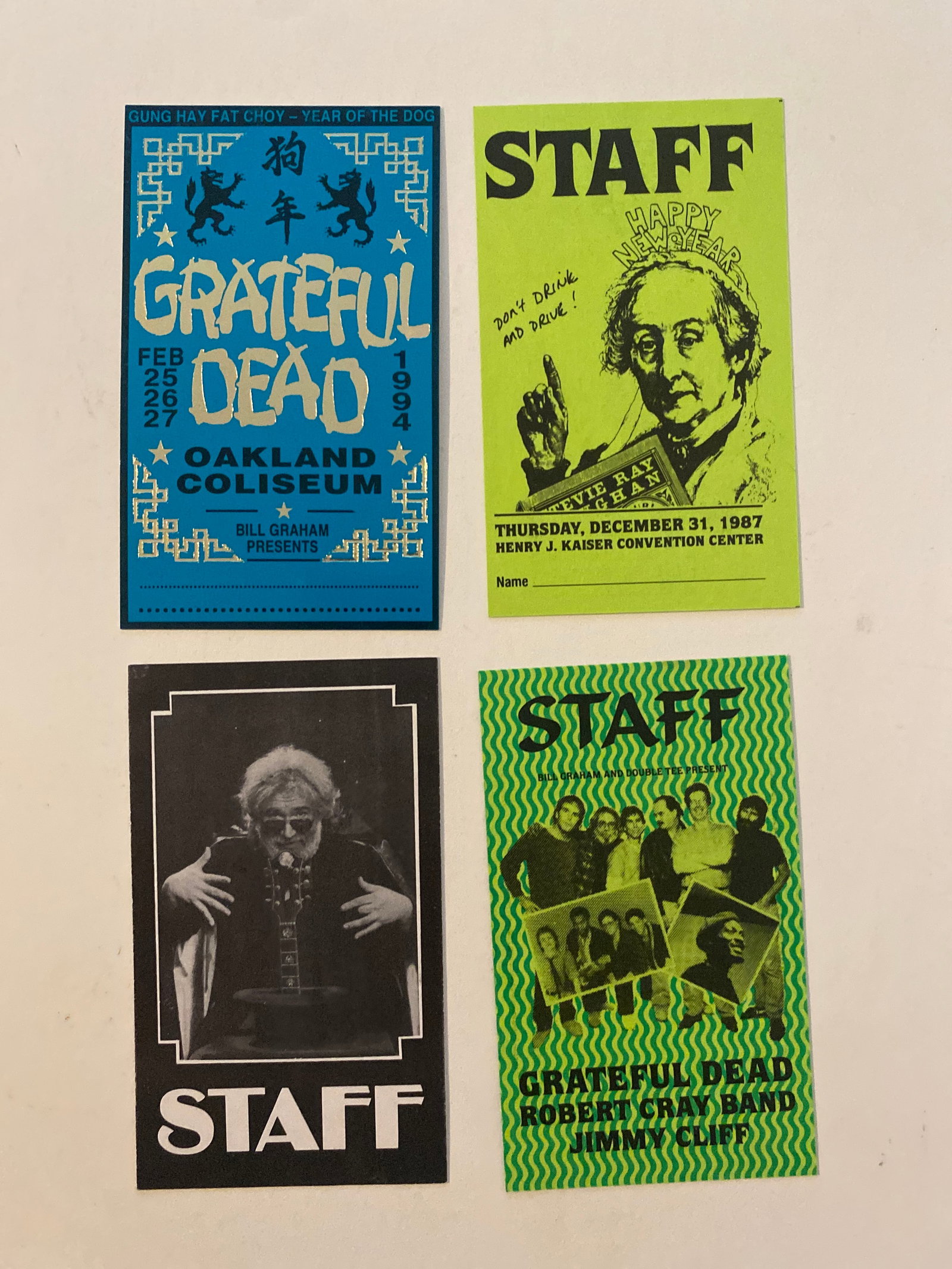 Grateful Dead Jerry Garcia Stevie Ray Vaughn Backstage Pass Lot (1 of 2)