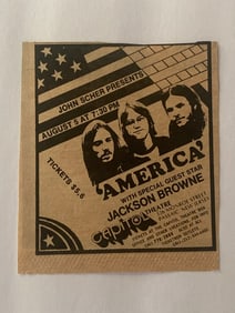 Jackson Browne & America Concert Ad Poster