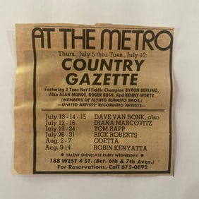 Dave Van Ronk Concert Ad