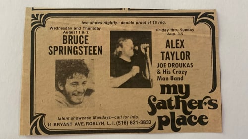 Bruce Springsteen 1973 My Fathers Place Concert Ad