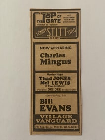 Charles Mingus Sonny Stitt Bill Evans Village Vanguard Ad Poster