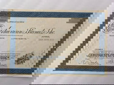 American Brands Inc Vintage Stock Certificate