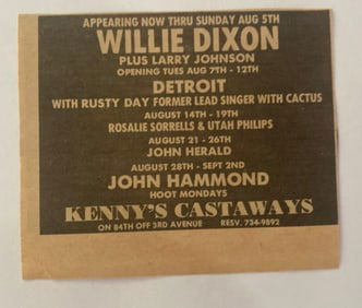 Willie Dixon Blues Concert Ad