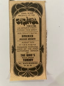 The Who 1973 Capitol Theatre Concert Ad