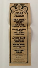 Leslie West, Sly & The Family Stone NYC Concert Ad Poster