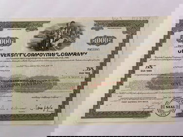 University Computing Company Vintage Stock Certificate
