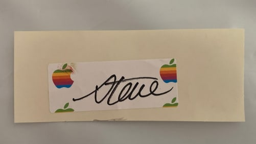 Steve Jobs autographed Apple Nametag