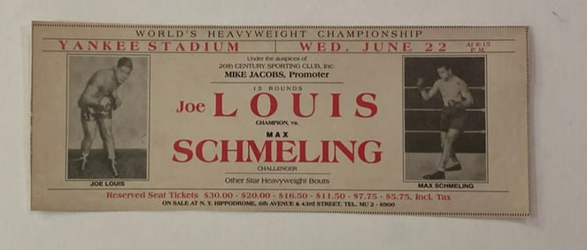 Joe Louis & Max Schmelling Original Fight Advertisement