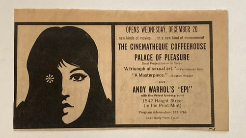 Andy Warhol 1967 Movie Showing Ad