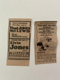 Elvin Jones & Thad Jones Mel Lewis Concert Ads