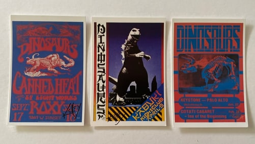 Alton Kelly Signed Dinosaurs Concert Postcards (3)