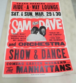 Sam & Dave Hideaway Lounge Concert Poster 1st Printing